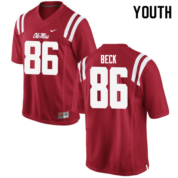 Drake Beck Ole Miss Rebels NCAA Youth Red #86 Stitched Limited College Football Jersey LWP4358VU